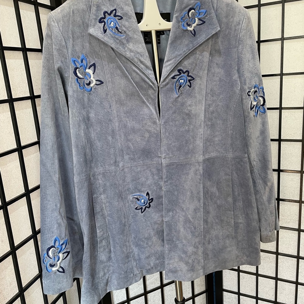 Genuine Leather Jacket from Guillaume. Blue, SZ L